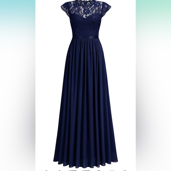Navy Blue Lace Gown- Size XL - Picture 3 of 6